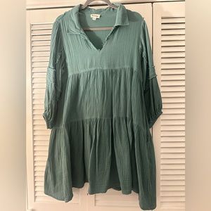 Entro Teal Gauze Mini Dress